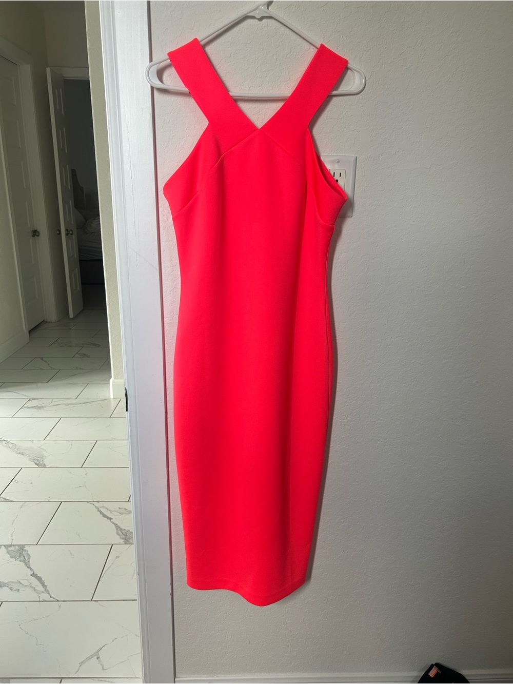 Ted Baker Bright vibrant Pink Cross-Strap Midi Dress